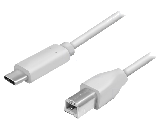 Kabel; USB 2.0; USB-B-stekker,USB-C-stekker; 1m; grijs Kabel; USB 2.0; USB-B-stekker,USB-C-stekker; 1m; grijs